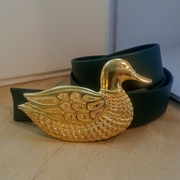 Vintage Paquette 2pc Duck belt buckle 18kt plated main image 6